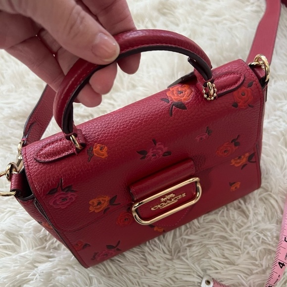 Coach Peony Print Morgan Top Handle Satchel - Picture 10 of 11